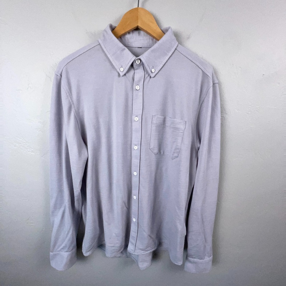 Western Rise Merino Blend Shirt Men Medium Long Sleeve Button Down Knit Gray